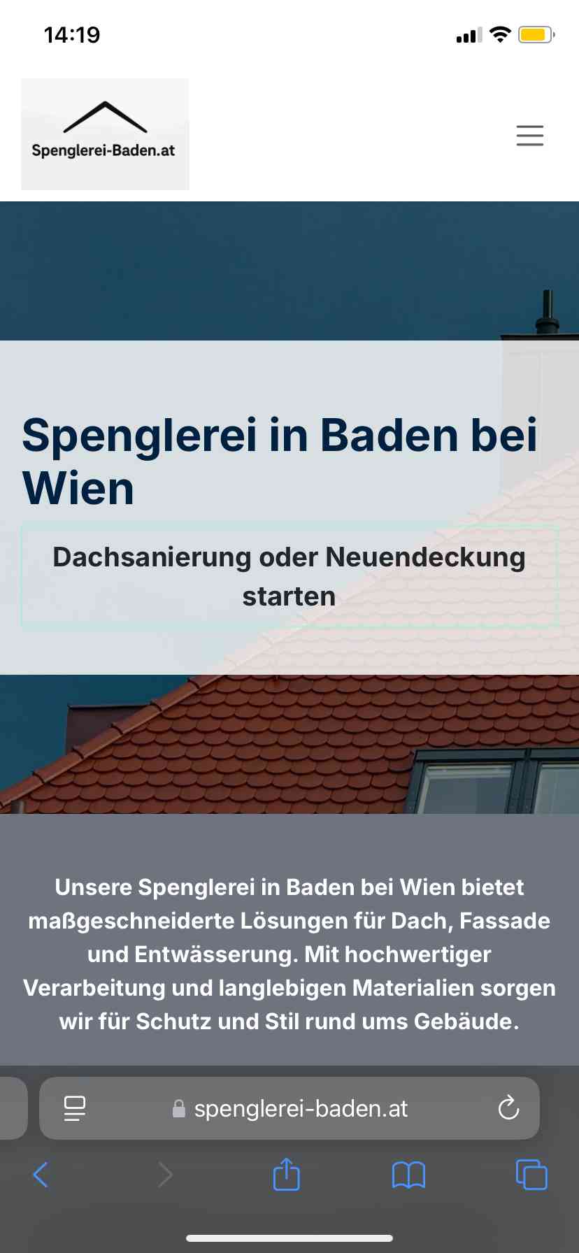 Website Screen von Spenglerei Baden Website Screen von Spenglerei Baden